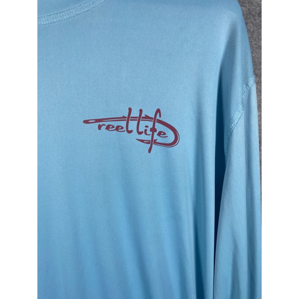 Reel Life Mens Blue American Flag Fishing Performance Shirt Long Sleeve XL - Picture 2 of 7